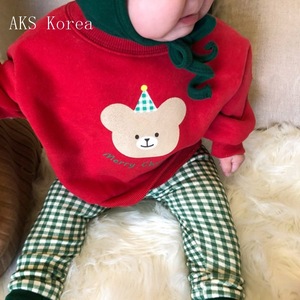 韩版童装2024冬季圣诞节宝宝加绒卫衣儿童新年新衣红色卡通小熊衫
