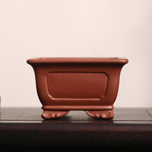 紫砂花盆正方形奎面唯珍名家盆手工原矿老紫泥盆景盆觅陶乡