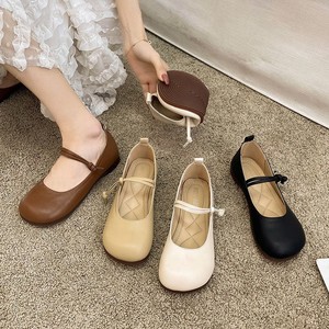 方口鞋女夏时尚平底豆豆鞋日系可爱学生复古韩版温柔软底玛丽珍