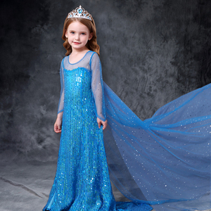 艾莎公主裙冰雪奇缘2爱沙裙子爱莎女童秋冬长袖童装elsa连衣裙女