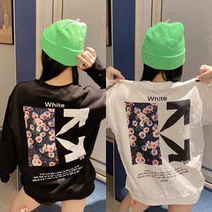 潮牌off小雏菊white联名ow不带帽卫衣男女情侣宽松网红街头套头潮