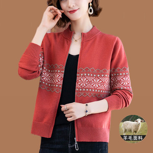 正品哥弟新款羊毛针织开衫女短款棒球服上衣宽松大码羊绒毛衣外套