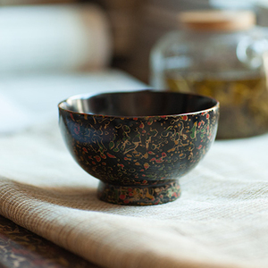 安泰桥 手作真品 大漆餐具 饭碗 汤碗 点花唐涂(单个碗)