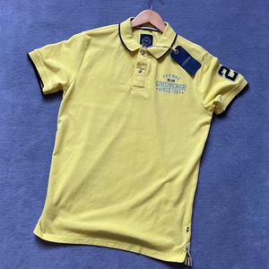 夏装丹麦lindbergh林德伯格男全棉短袖polo衫休闲柠檬黄m码
