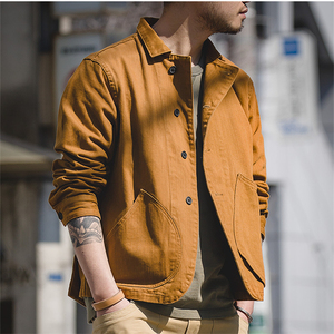 马登工装 美式复古姜黄色多口袋工装夹克阿美咔叽休闲纯色外套男