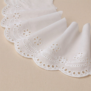 白色12cm宽纯棉花边夏季衣边裙摆纯色棉衣服装饰镶边蕾丝辅料