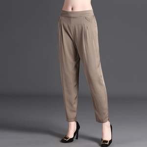 时尚真丝裤子女款长裤新款夏季宽松百搭薄款外穿桑蚕丝小脚哈伦裤