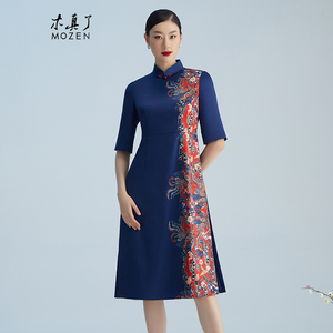 长款旗袍裙新品印花中式改良时尚宴会礼服306mozen木真了旗舰店799