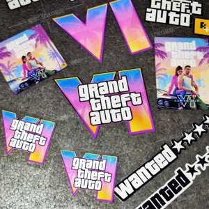 GTA6标志车贴贴纸 GTA5 logo R星游戏车贴车尾三角窗摩托行李机箱