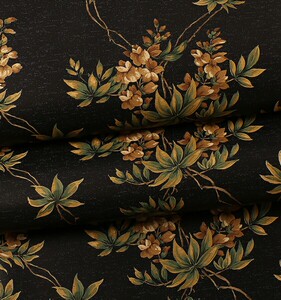 美国进口纯纸墙纸美式乡村黑色底田园藤蔓花客厅餐厅背景墙壁纸