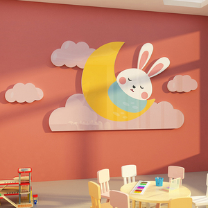 兔子卡通贴纸幼儿园环创主题墙面装饰材料布置托管教室楼梯框培训
