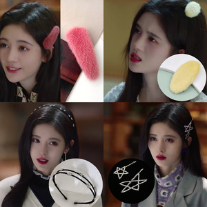 如意芳霏鞠婧祎同款同款毛绒发夹女水钻五角星发卡夹子头箍发饰女