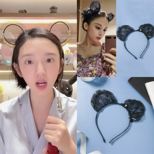 小红书古力娜扎同款蕾丝猫耳朵发箍唐艺昕发卡发带流苏发饰头箍女