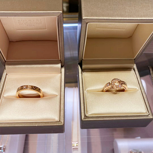 正品代购 bvlgari/宝格丽 铜钱戒指 18k玫瑰金满钻 单钻婚戒 对戒