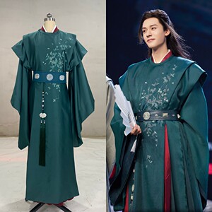 山河令影视同款龚俊温客行古装戏服绿色竹叶刺绣汉服定制侠客cos