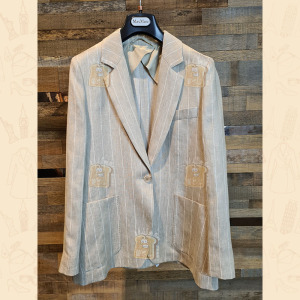 maxmara意大利代购2021春夏新款条纹翻领一颗扣口袋西装marisa