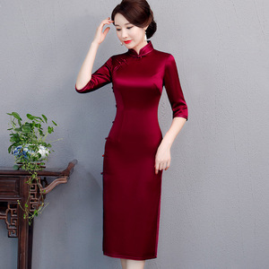六礼婚礼妈妈礼服高贵改良旗袍2023春夏新款喜婆婆婚宴装旗袍裙秋