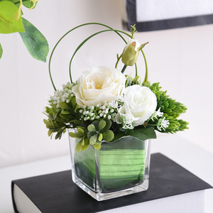 新款卧室假花保湿手感玫瑰花插花客厅摆件台面摆花花弄影_花艺19