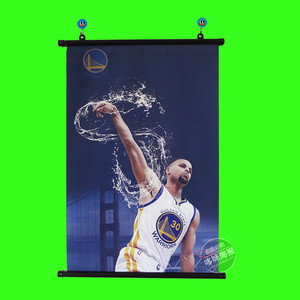 斯蒂芬库里大挂画海报 nba勇士队水花兄弟卷轴画卧室装饰墙壁纸贴
