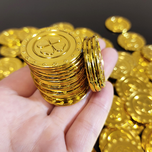 成人桌游筹码塑料游戏金币三四叶草幸运金币儿童玩具币镀金不掉色