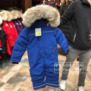 儿童加厚连体滑雪服男童女童加拿大风儿童衣服大鹅加绒派克外套