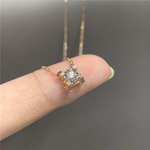 18k金牛头款钻石项链3分钻石车花显大玫瑰金钻石吊坠送老婆的礼物