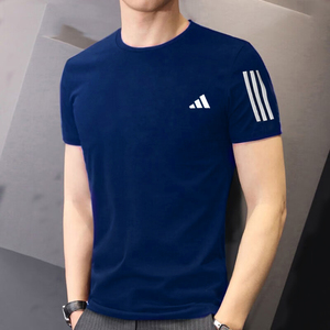 阿迪达斯短袖男夏季新款运动服跑步蓝色健身衣透气速干T恤IN1502