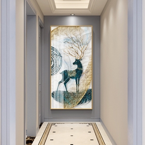 西墙玄关装饰画西户幺关走廊过道入户门正对门挂画轻奢高端奢华的