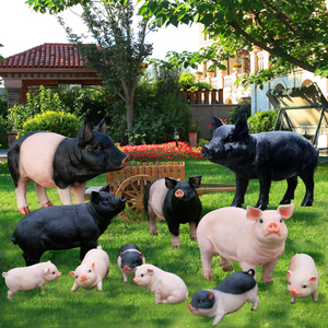 摆件仿真猪树脂小猪花园庭院装饰假黑猪模型招财可爱大号动物雕塑