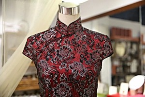 【一布旗袍】红色蕾丝 红色里衬*传统手工旗袍定制