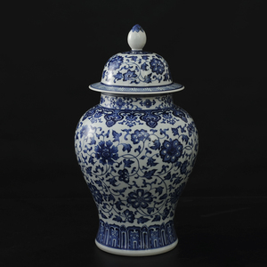 中号青花瓷器景德镇陶瓷花瓶客厅仿古将军罐盖罐瓷器中式花器摆件