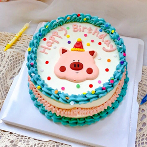 网红猪软陶快乐猪蛋糕装饰摆件宝宝生日周岁生肖烘焙甜品台装扮