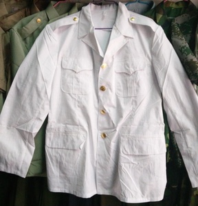库存退役正品老式87白色的确良长袖衬衣87海白色铜扣长袖衬衣收藏