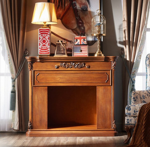 美式乡村复古雕花壁炉装饰柜欧式简约实木设计师客厅背景墙玄关桌