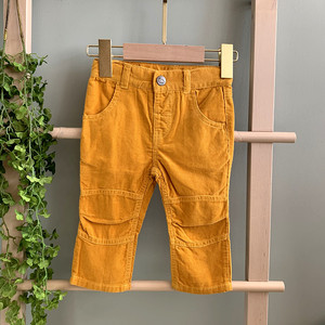 德国新款朱小腿9个月外贸男女童装纯棉灯芯绒条绒黄色休闲裤长裤