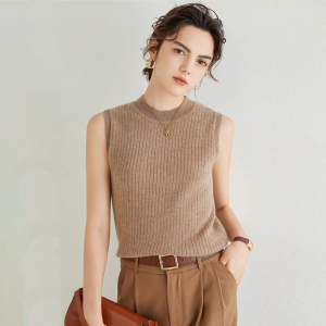 dl高端羊绒小背心女无袖砍袖羊毛针织马甲坎肩内搭打底鄂尔多斯市