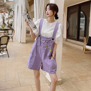 000人付款淘宝麦寻女装2022夏季新款oztq2108白色背带裤黑色条纹两件