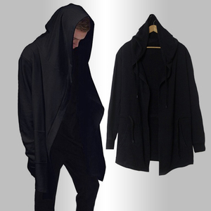 薄刺客信条风衣中长款大帽子外套巫师帽斗篷暗黑系开衫卫衣男连帽