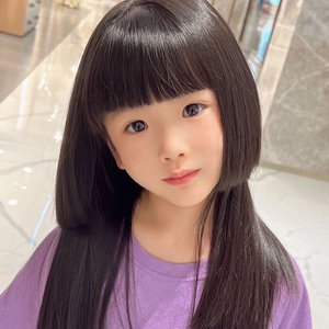 公主切儿童假发小女孩可爱空气刘海甜美一刀切甜美长直发仿真发套