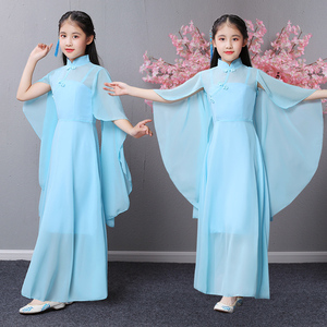 儿童古代仙女服装女童中国风汉服古筝演出小孩女孩公主古装表演服