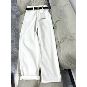 现货{运费险}韩版白色牛仔裤子女夏季2024新款阔腿裤高腰直筒长裤