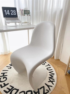 S型创意简约现代ins网红靠背化妆凳书桌椅办公室医美咨询桌椅子