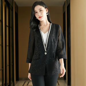 奢姿2022春季新款肥mm气质名媛显瘦外套胖妹妹大码女装西装外套