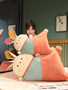 可爱招财兔子抱枕沙发靠背毛绒玩具腰靠垫布娃娃女生床上玩偶超软
