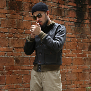 恶犬bronson植鞣山羊皮a-1飞行夹克a2 a-2男士真皮衣夹克外套复古