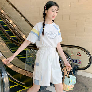 初中学生运动短裤套装少女大童夏装高中女生夏季时尚12岁女孩宽松
