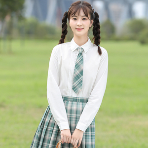 白色长袖衬衫jk制服学院风日系百搭上衣高中女生初中学生秋装衬衣