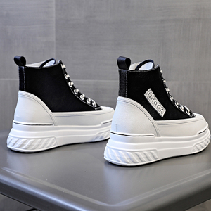 真皮高帮鞋女5cm增高厚底松糕鞋板鞋小白鞋2021秋季新款韩版女鞋