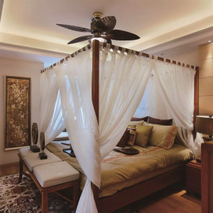 定制东南亚地中海美式中式古典帷幔四柱架子蚊帐麻纱帐装饰床幔帘