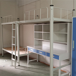 学生宿舍公寓床员工双层铁床上铺下书桌三人组合型校用一体化深圳